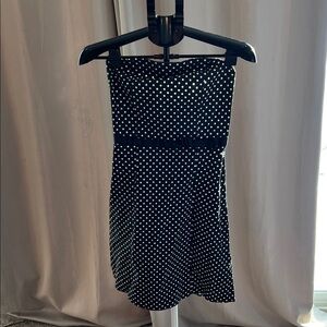 Taunt Strapless Dress with Black and White Dots